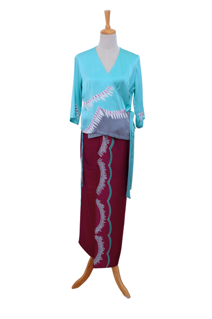 Wrap Blouse & Pareo Batik Ensemble