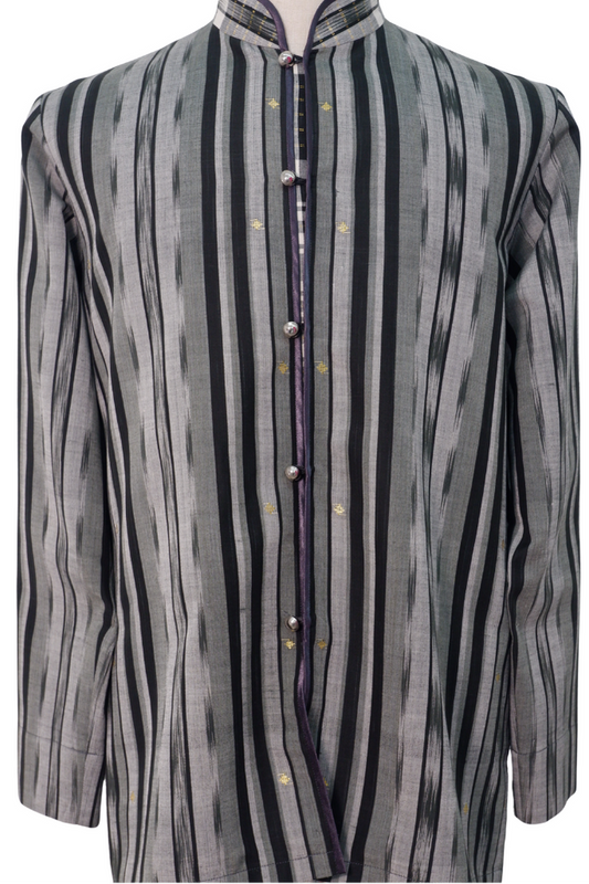 Long-Sleeved Men’s Shirt in Royal Pahang Weave