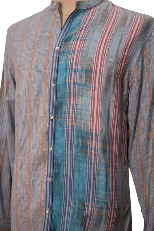 Long-Sleeved Men’s Shirt in Royal Pahang Weave