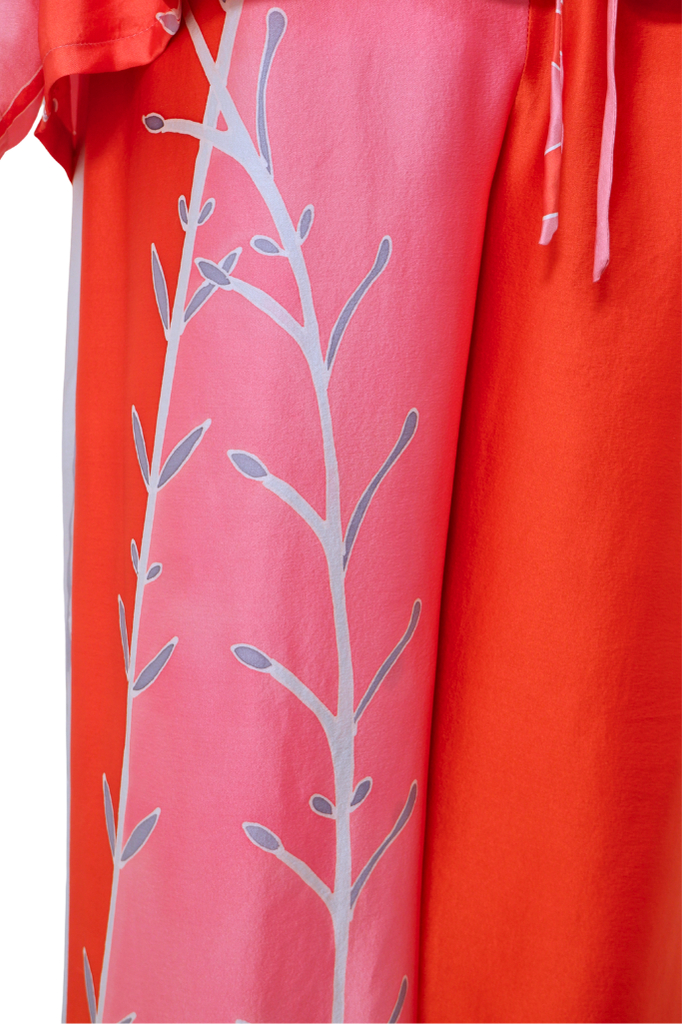 Open-Tie Blouse & Batik Trouser Ensemble
